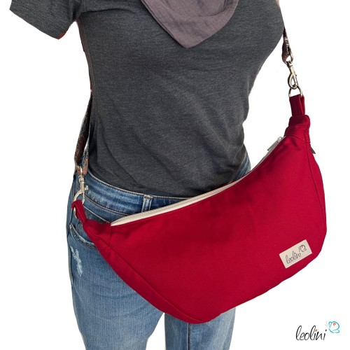 Moon Bag Luna | Halbmondtasche – Handgefertigte Schultertasche in Rot Moonbag Leolini - 1
