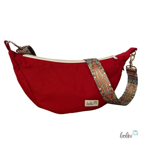 Moon Bag Luna | Halbmondtasche – Handgefertigte Schultertasche in Rot Moonbag Leolini - 2