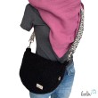 Bouclé Tasche Umhängetasche | Moonbag | Felltasche | handgefertigt in Schwarz Leolini - 1