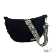 Bouclé Tasche Umhängetasche | Moonbag | Felltasche | handgefertigt in Schwarz Leolini - 3