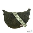 Bouclé Tasche Umhängetasche | Moonbag | Felltasche | handgefertigt in Oliv Leolini - 3