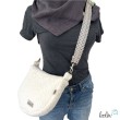 Bouclé Tasche Umhängetasche | Moonbag | Felltasche | handgefertigt in Naturweiß Leolini - 5