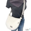 Bouclé Tasche Umhängetasche | Moonbag | Felltasche | handgefertigt in Naturweiß Leolini - 1