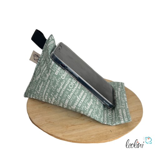 Handysitzsack Handykissen| SCHRIFTEN ALTMINT aus Baumwolle | Stützkissen für Smartphone und Tablet Leolini - 1