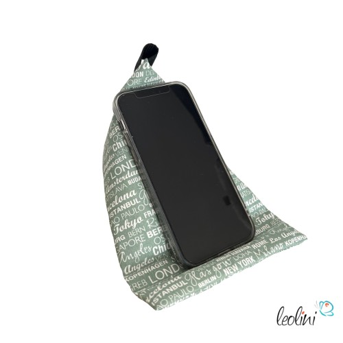 Handysitzsack Handykissen| SCHRIFTEN ALTMINT aus Baumwolle | Stützkissen für Smartphone und Tablet Leolini - 3