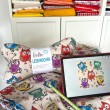 Handysitzsack Handykissen| BUNTE EULEN (Limitierte Auflage Eigenkreation) aus Baumwolle | Stützkissen für Smartphone und Tablet 
