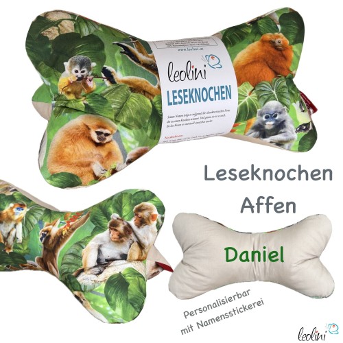 Leseknochen personalisierbar AFFEN | Nackenkissen | handgemacht Leolini - 6