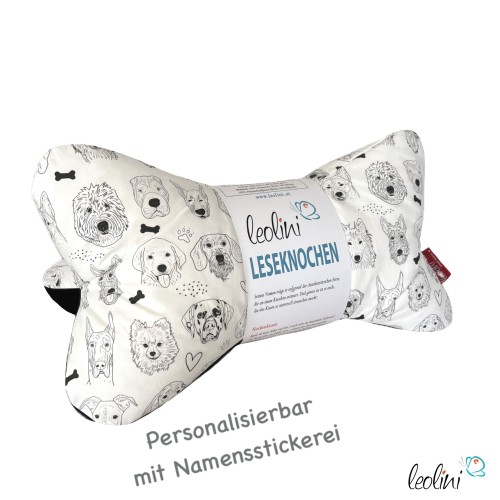 Leseknochen personalisierbar I LOVE DOGS (limitierte Stückzahl)| Nackenkissen | handgemacht Leolini - 1