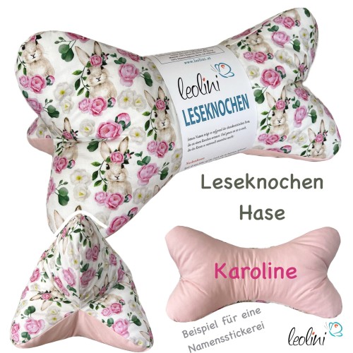 Leseknochen personalisierbar HASE | Nackenkissen | handgemacht Leolini - 6