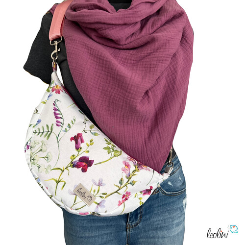 Moon Bag Luna | Halbmondtasche – Handgefertigte Schultertasche in Blumen Moonbag Leolini - 1