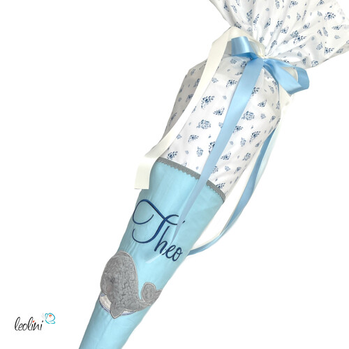 Schultüte Wal aus Stoff mit Name personalisierbar