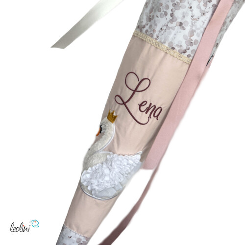 Schultüte Schwan aus Stoff mit Name personalisierbar