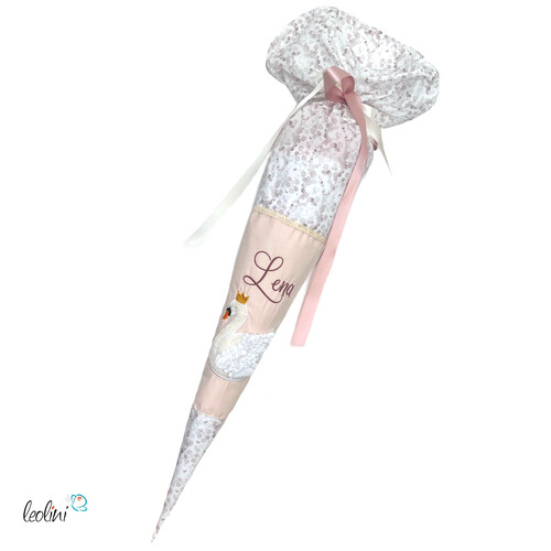 Schultüte Schwan aus Stoff mit Name personalisierbar