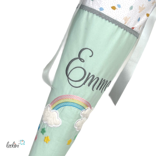 Schultüte Regenbogen aus Stoff mit Name personalisierbar