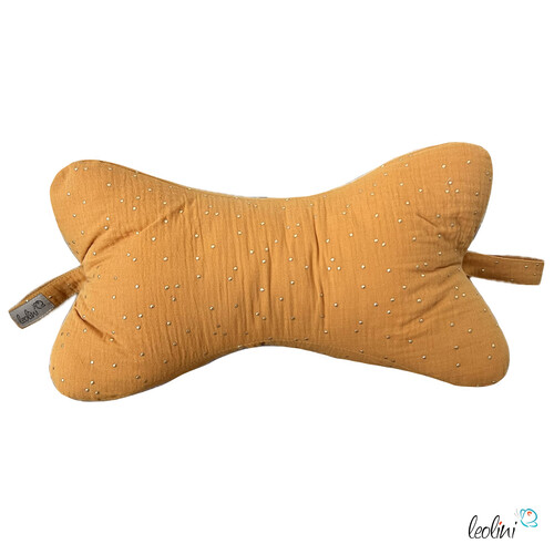 Leseknochen MUSSELIN SENFGELB mit Glitzer Punkte | personalisierbar mit Stickerei -Musselin Leseknochen unifarben