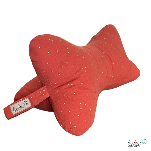 Leseknochen MUSSELIN CORALLE mit Glitzer Punkte | personalisierbar mit Stickerei -Musselin Leseknochen unifarben