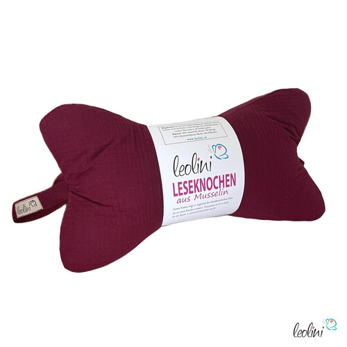 LeoliniLeseknochen MUSSELIN in BEERE  | personalisierbar mit Stickerei -Musselin Leseknochen unifarben