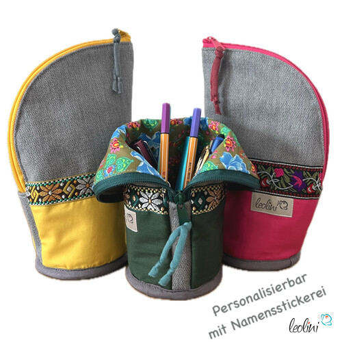 Stehende Stiftetasche Leo | Federpennal Federmäppchen HAPPY | personalisierbar mit Namen