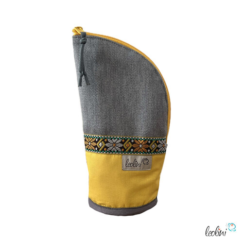 Stehende Stiftetasche Leo | Federpennal Federmäppchen BOHO GELB | personalisierbar
