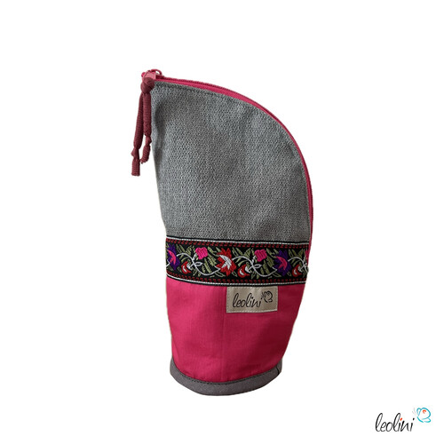 Stehende Stiftetasche Leo | Federpennal Federmäppchen BOHO PINK | personalisierbar