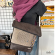 Foldover Tasche mit Blume des Lebens Stickerei | Taupe | mit Außenfach