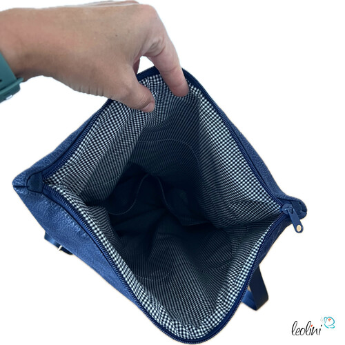 Foldover Tasche mit Pusteblumen Stickerei | Dunkelblau | mit Außenfach