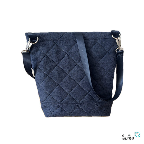 Foldover Tasche mit Blume des Lebens Stickerei | Dunkelblau | mit Außenfach