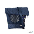 Foldover Tasche mit Blume des Lebens Stickerei | Dunkelblau | mit Außenfach