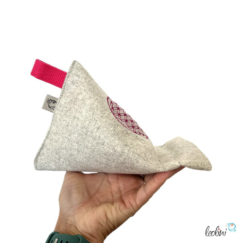 Handysitzsack aus Walkloden mit echter Stickerei BLUME DES LEBENS (Limitierte Auflage)| Stützkissen für Smartphone und Tablet