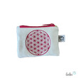 LeoliniSchlüsseltascherl mit Karabiner BLUME DES LEBENS PINK | Geldtasche mini | mit Stickerei handgefertigtSchlüsseltascherl