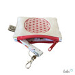 Schlüsseltascherl mit Karabiner BLUME DES LEBENS PINK | Geldtasche mini | mit Stickerei handgefertigtSchlüsseltascherl