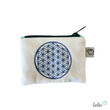 LeoliniSchlüsseltascherl mit Karabiner BLUME DES LEBENS BLAU | Geldtasche mini | mit Stickerei handgefertigtSchlüsseltascherl