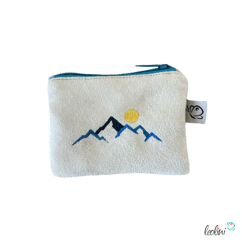 LeoliniSchlüsseltascherl mit Karabiner BERGE | Geldtasche mini | mit Stickerei handgefertigtSchlüsseltascherl