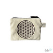 LeoliniSchlüsseltascherl mit Karabiner BLUME DES LEBENS BRAUN | Geldtasche mini | mit Stickerei handgefertigtSchlüsseltascherl