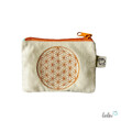 LeoliniSchlüsseltascherl mit Karabiner BLUME DES LEBENS ORANGE | Geldtasche mini | mit Stickerei handgefertigtSchlüsseltascherl