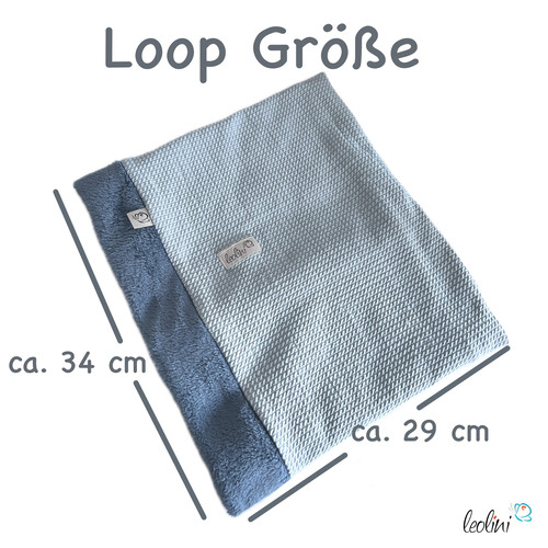 Handgefertigter Damen Schlauchschal Loop – Beidseitig tragbar mit Wellnessfleece & Mini-Zopfmuster | EISBLAU