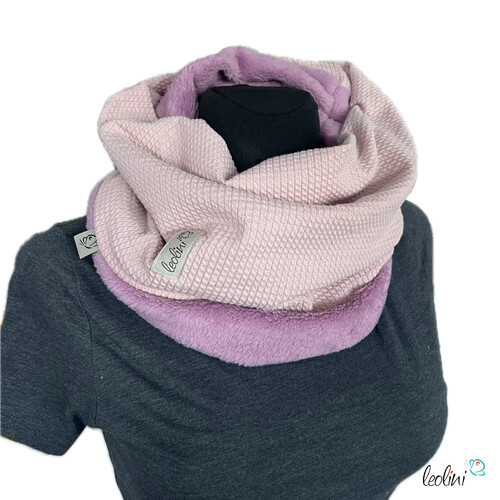 LeoliniHandgefertigter Damen Schlauchschal Loop – Beidseitig tragbar mit Wellnessfleece & Mini-Zopfmuster Jersey | ROSETücher / Schals