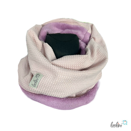 LeoliniHandgefertigter Damen Schlauchschal Loop – Beidseitig tragbar mit Wellnessfleece & Mini-Zopfmuster Jersey | ROSETücher / Schals