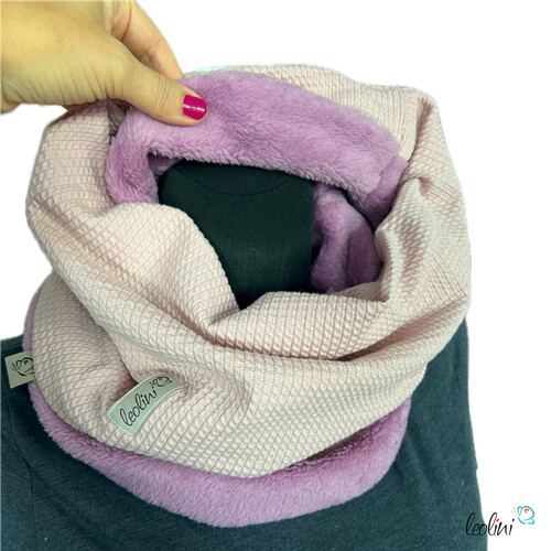 Handgefertigter Damen Schlauchschal Loop – Beidseitig tragbar mit Wellnessfleece & Mini-Zopfmuster Jersey | ROSETücher / Schals