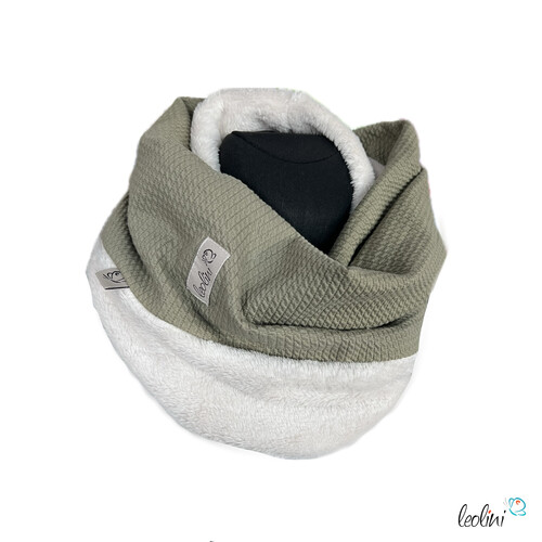 LeoliniHandgefertigter Damen Schlauchschal Loop – Beidseitig tragbar mit Wellnessfleece & Mini-Zopfmuster Jersey | OLIVTücher / Schals