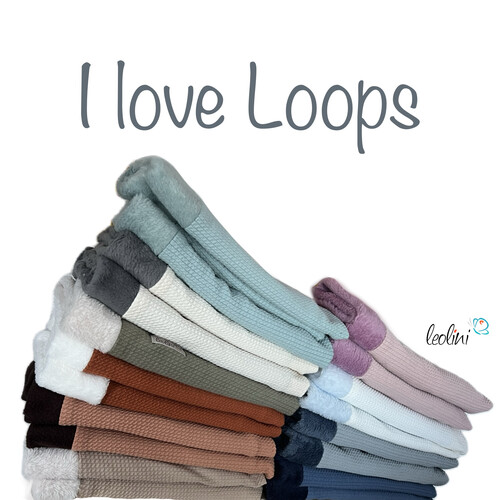 LeoliniHandgefertigter Damen Schlauchschal Loop – Beidseitig tragbar mit Wellnessfleece & Mini-Zopfmuster Jersey | CREME GRAU