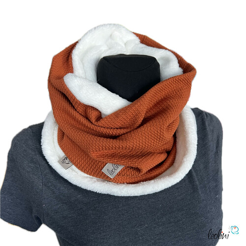 LeoliniHandgefertigter Damen Schlauchschal Loop – Beidseitig tragbar mit Wellnessfleece & Mini-Zopfmuster Jersey | ROSTTücher / Schals