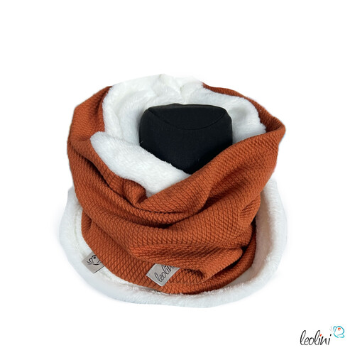 LeoliniHandgefertigter Damen Schlauchschal Loop – Beidseitig tragbar mit Wellnessfleece & Mini-Zopfmuster Jersey | ROSTTücher / Schals