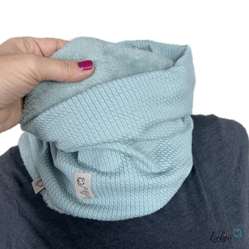 LeoliniHandgefertigter Damen Schlauchschal Loop – Beidseitig tragbar mit Wellnessfleece & Mini-Zopfmuster Jersey | ALTMINTTücher / Schals