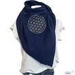 LeoliniDreieckiges Musselin-Tuch XL – Double Gauze mit Blume des Lebens -Stickerei | MARINETücher / Schals
