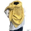 Dreieckiges Musselin-Tuch XL – Double Gauze mit Blume des Lebens Stickerei altgelb