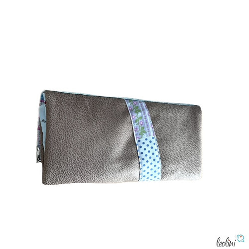 Portemonnaie mit Stickerei | Blume des Lebens | BEIGE HELLBLAU | GeldbörsePortemonnaies mit Stickerei