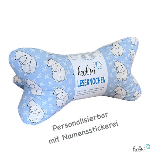 Leseknochen personalisierbar EISBÄR | Nackenkissen | handgemachtKinder Leseknochen