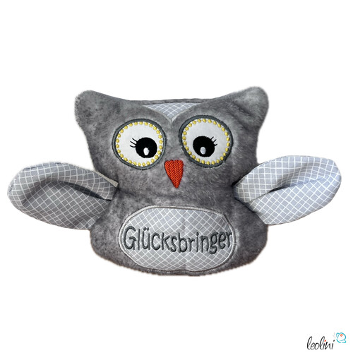 LeoliniKuscheltier EULE LEO in grau | Glücksbringer Eule | personalisierbar mit NameKuscheltiere