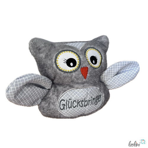LeoliniKuscheltier EULE LEO in grau | Glücksbringer Eule | personalisierbar mit NameKuscheltiere